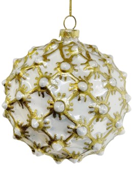 Shishi Parel kerstbal 10 cm Wit - Deal