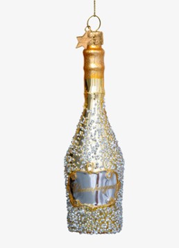 Vondels Champagne Fles kersthanger 13 cm Goud - Deal