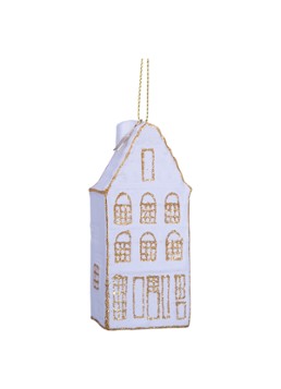 Vondels Grachtenpand kersthanger 8,5 cm Wit - Deal