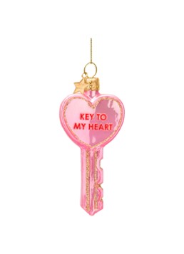 Vondels Key to my Heart kersthanger 9 cm Roze - Deal
