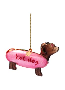 Vondels Bubblegum Hotdog Dachshund kersthanger 6 cm Roze - Deal
