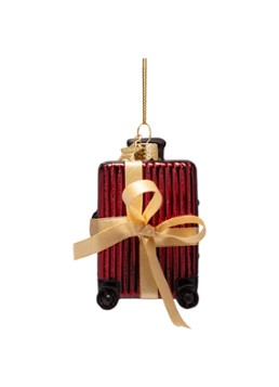 Vondels Koffer Met Ribstructuur kersthanger 10 cm Rood - Deal