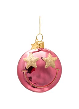 Vondels Starry Eyed Smiley kersthanger 7 cm Roze - Deal