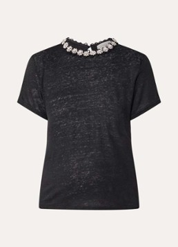 Zimmermann Dames Embellished top van linnen met strass in de kleur Zwart, maat: L