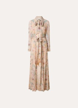 Zimmermann Dames Rebellion maxi blousejurk met bloemenprint en strikceintuur in de kleur Lichtroze, maat: 38