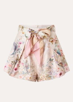 Zimmermann Dames Rebellion mini broekrok in zijdeblend met bloemenprint in de kleur Lichtroze, maat: 40