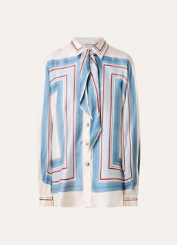 Zimmermann Dames Blouse van zijde met print en sjaalkraag in de kleur Creme, maat: 40
