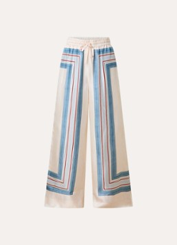 Zimmermann Dames High waist wide fit palazzo broek van zijde met print in de kleur Creme, maat: 40