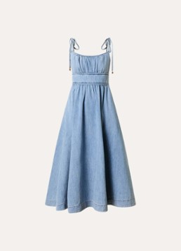 Zimmermann Dames Wanderlust midi jurk van denim met steekzakken in de kleur Blauwgrijs, maat: 40
