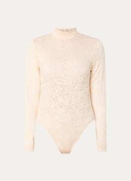 Zimmermann Dames Body top van kant met opstaande kraag in de kleur Beige, maat: 40