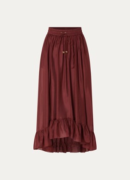 Zimmermann Dames Aster maxi rok van zijde met volant in de kleur Bordeauxrood, maat: 36