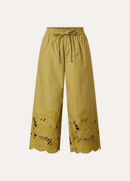 Zimmermann Dames Mahon high waist wide fit broek met broderie in de kleur Mosgroen, maat: 40