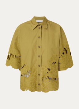 Zimmermann Dames Mahon blouse met broderie in de kleur Mosgroen, maat: 36