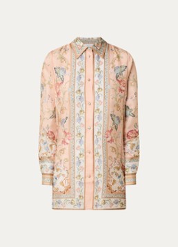 Zimmermann Dames Roselight blouse van zijde met print in de kleur Zalmroze, maat: 36