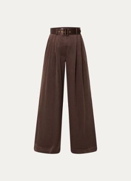 Zimmermann Dames High waist flared fit pantalon van zijde met ceintuur in de kleur Bruin, maat: XS