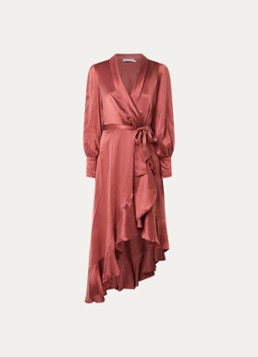 Zimmermann Dames Maxi tuniekjurk met overslag in de kleur Steenrood, maat: S