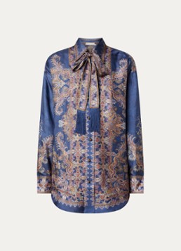 Zimmermann Dames Valiant blouse van zijde met print in de kleur Blauw, maat: L