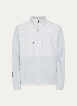 The North Face Heren Re-grind Denali jack van fleece met gemêleerd dessin in de kleur Grijsmele, maat: M