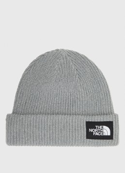 The North Face Heren Salty Lined grofgebreide muts met logo in de kleur Grijsmele, maat: OS