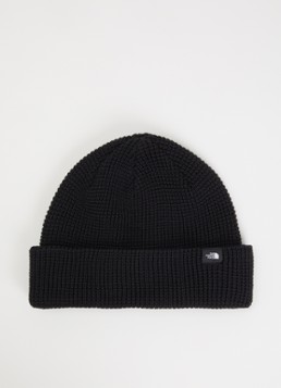The North Face Heren Fisherman grofgebreide muts met logo in de kleur Zwart, maat: OS