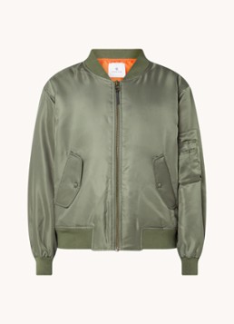 Anine Bing Dames Leon bomberjack met klepzakken en ruches in de kleur Legergroen, maat: M