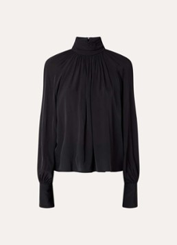 Anine Bing Dames Anne blouse met opstaande kraag en ballonmouwen in de kleur Zwart, maat: XS
