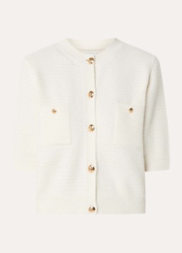 Anine Bing Dames Christa grofgebreid vest in wolblend met borstzakken in de kleur Ivoor, maat: M