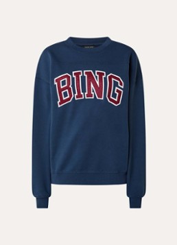 Anine Bing Dames Trenton sweater met logoborduring in de kleur Indigo, maat: L