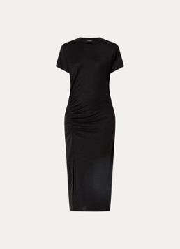 Anine Bing Dames Vida midi jurk met plooidetail in de kleur Zwart, maat: XS