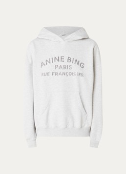 Anine Bing Dames Harvey hoodie met logoprint in de kleur Grijsmele, maat: S
