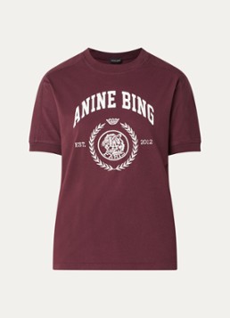 Anine Bing Dames Jaylin T-shirt met print in de kleur Bordeauxrood, maat: L