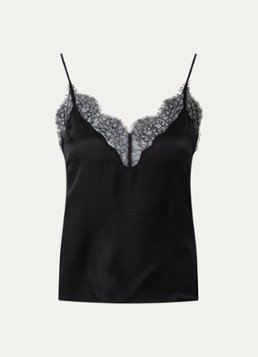 Anine Bing Dames Mael spaghettitop in zijdeblend met details van kant in de kleur Zwart, maat: M