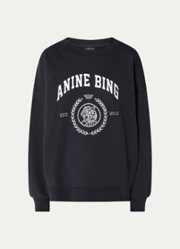 Anine Bing Dames Miles sweater met logo in de kleur Zwart, maat: XS
