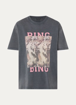 Anine Bing Dames Cade T-shirt met logoprint en verwassen afwerking in de kleur Zwart, maat: S
