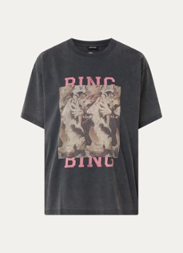 Anine Bing Dames Cade T-shirt met print in de kleur Donkergrijs, maat: L