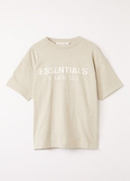 Fear of God Essentials Jongens T-shirt met logoprint in de kleur Lindegroen, maat: 6/7 = 122