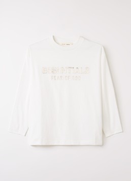 Fear of God Essentials Jongens Longsleeve met logoprint in de kleur Gebroken wit, maat: 8 = 128
