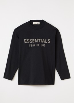 Fear of God Essentials Jongens Longsleeve met logoprint in de kleur Zwart, maat: 8 = 128