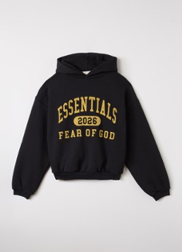 Fear of God Essentials Jongens Hoodie met logoprint in de kleur Zwart, maat: 12J=152