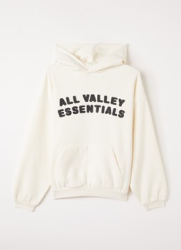 Fear of God Essentials Hoodie met front- en backprint in de kleur Gebroken wit, maat: 10
