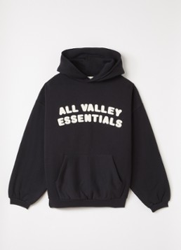 Fear of God Essentials Hoodie met front- en backprint in de kleur Zwart, maat: 8