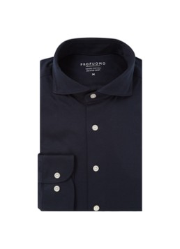 Profuomo Heren Slim fit overhemd van jersey in de kleur Blauw, maat: M