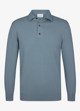 Profuomo Heren Luxury regular fit polo in de kleur Blauwgrijs, maat: S