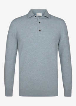 Profuomo Heren Luxury regular fit polo in de kleur Blauw, maat: S