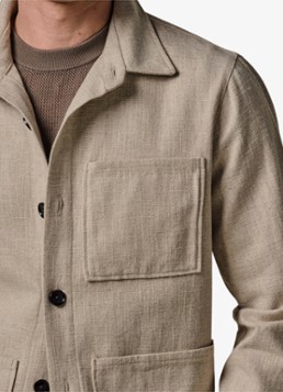 Profuomo Heren Linen overshirt in de kleur Beige, maat: XL
