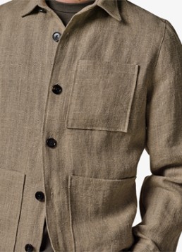 Profuomo Heren Linen overshirt in de kleur Beige, maat: L