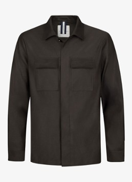 Profuomo Heren Linen overshirt in de kleur Donkerbruin, maat: L