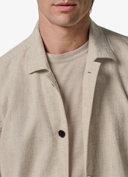 Profuomo Heren Linen katoenen overshirt in de kleur Beige, maat: M
