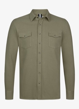 Profuomo Heren Overshirt met borstzakken in de kleur Middengroen, maat: XL