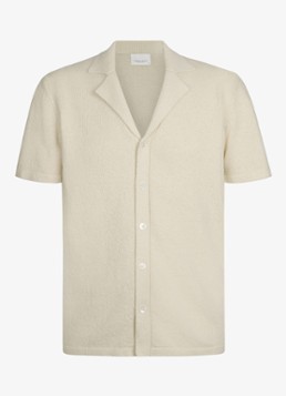 Profuomo Heren Regular fit polo met structuur in de kleur Gebroken wit, maat: S